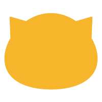 ねこシルエットのイラスト オレンジ マーク 動物マークのイラスト