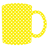 Mugcupシルエットのイラスト 黄色 ドット柄 日用品のイラスト 無料イラスト素材 無料イラスト素材 イラストほし