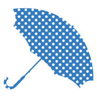 傘シルエットのイラスト ブルー色 ドット柄 シルエットのイラスト 無料イラスト素材 無料イラスト素材 イラストほし